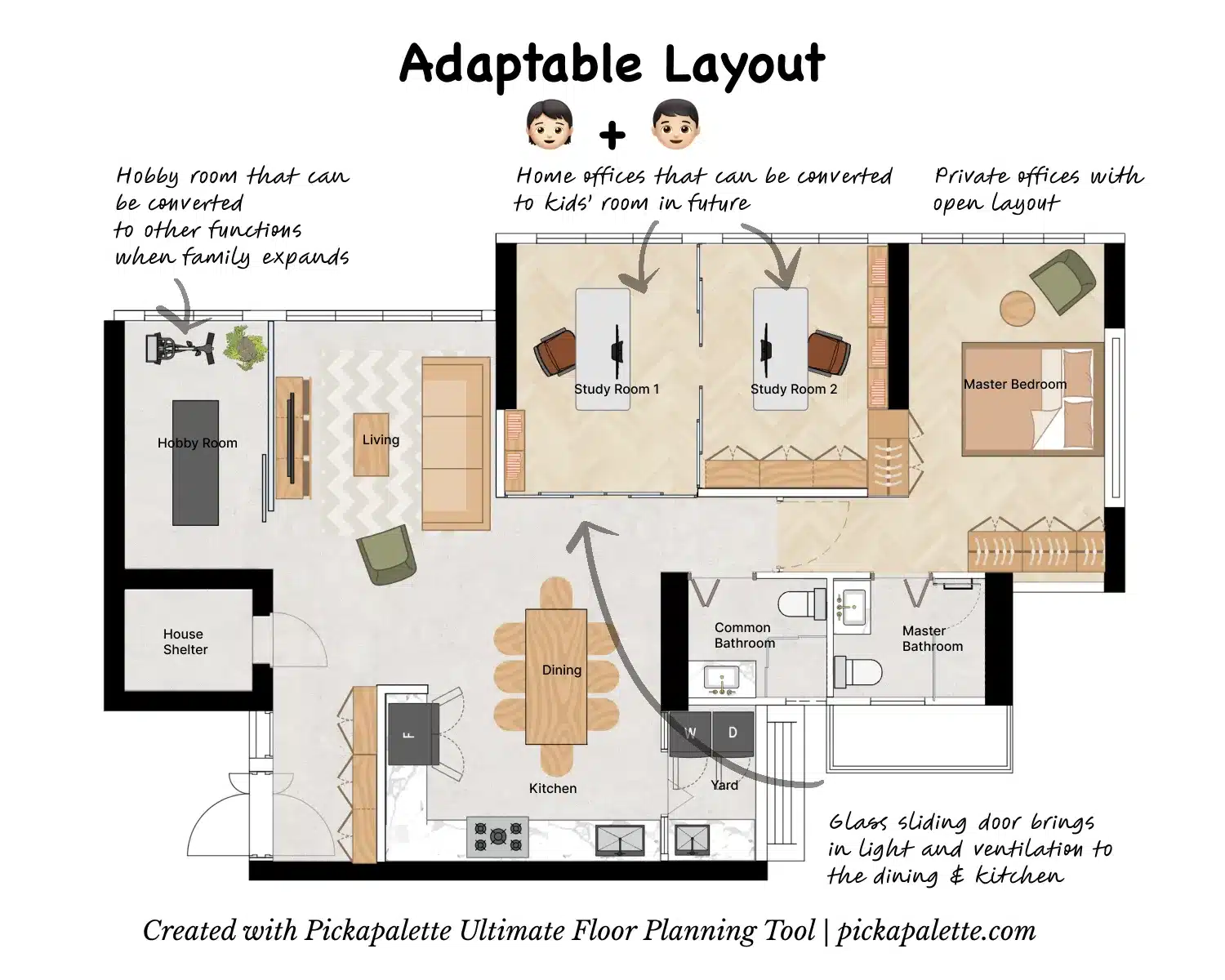 5-room Floor Layout 2: Adaptable Layout