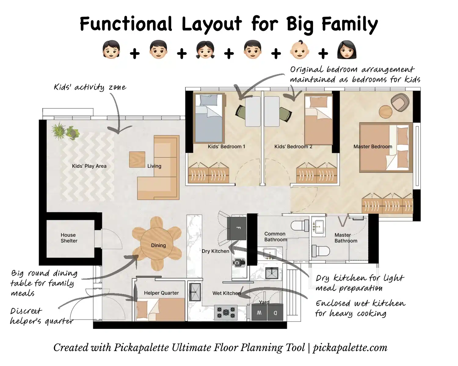 5-room Floor Layout 4: Large Family Layout
